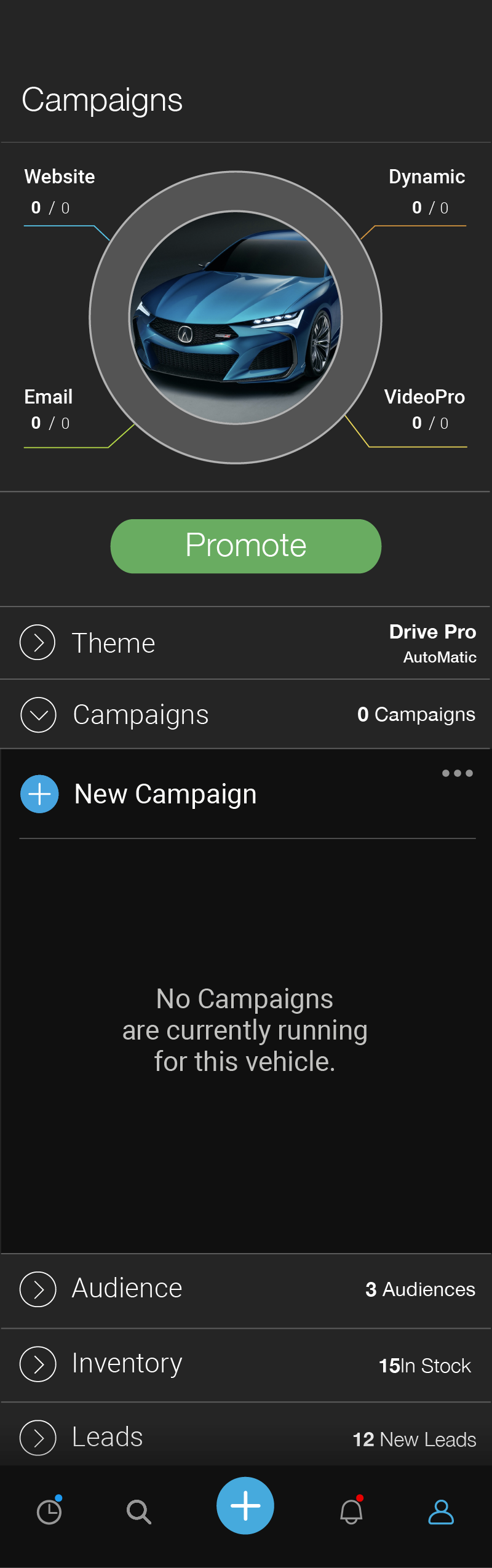 Scrollable screen mock