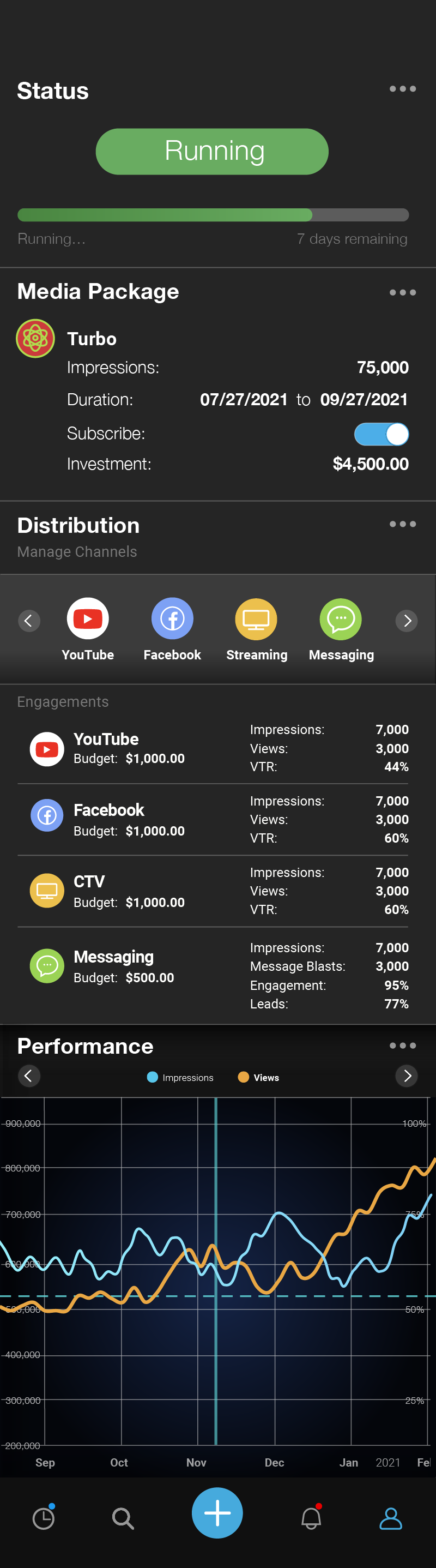 Scrollable screen mock