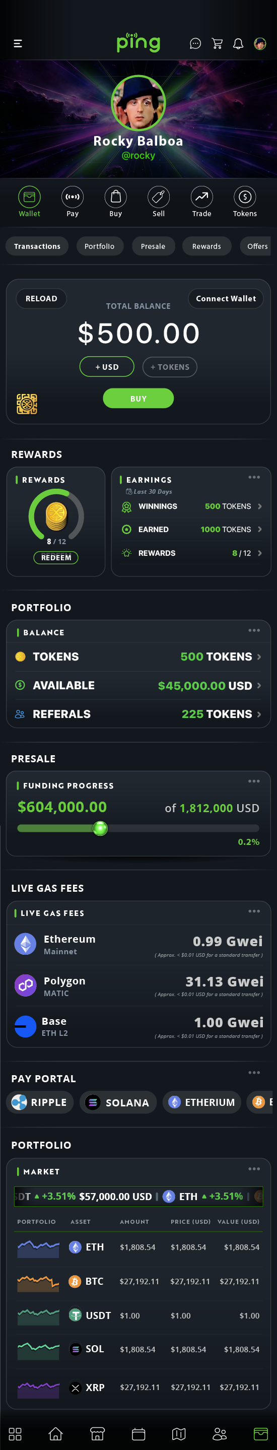 Scrollable screen mock