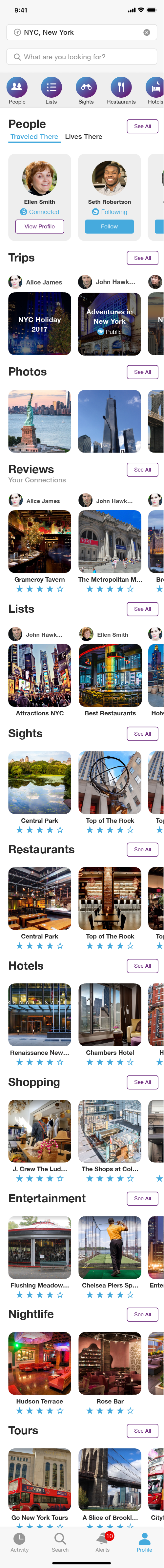 Scrollable screen mock