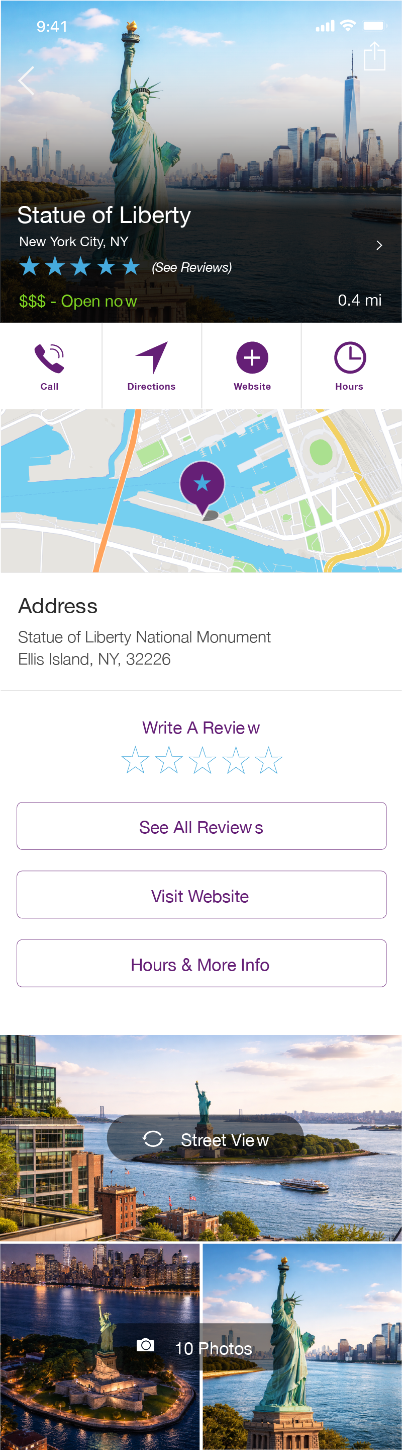 Scrollable screen mock