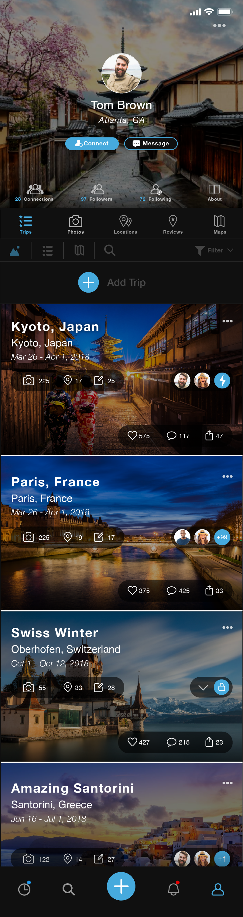Scrollable screen mock