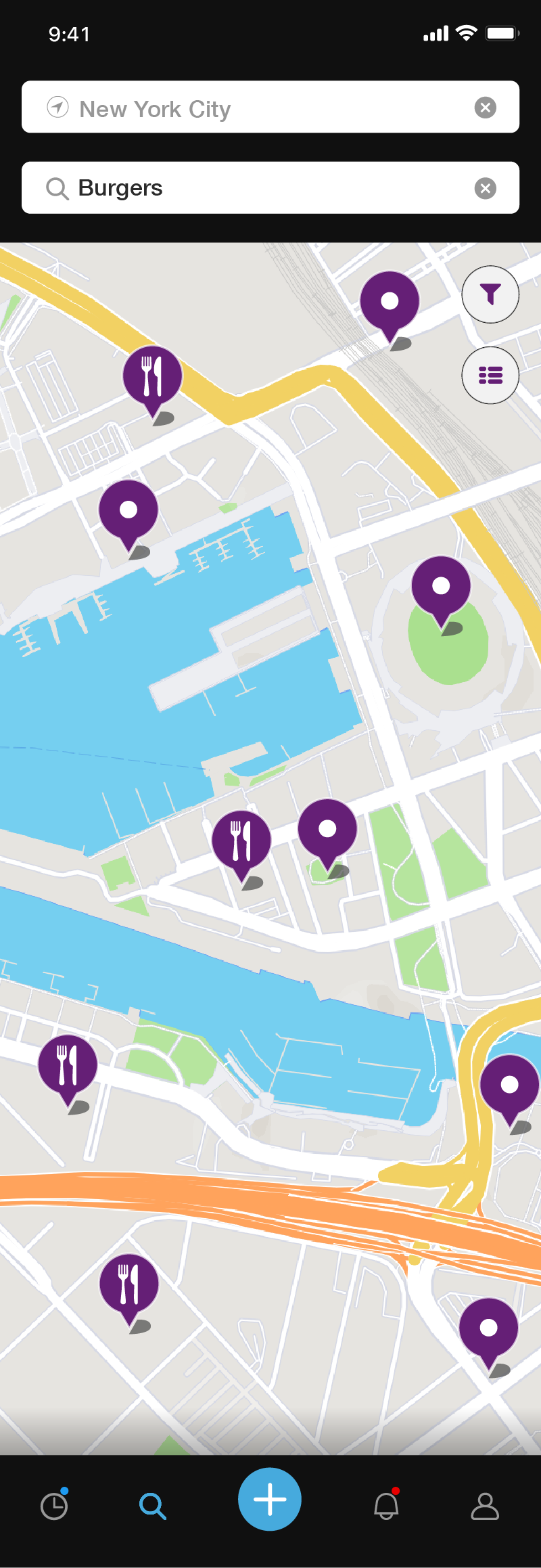 Scrollable screen mock